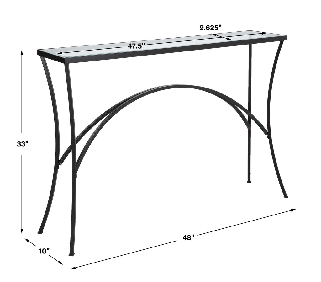 Alayna Black Metal & Glass Console Table