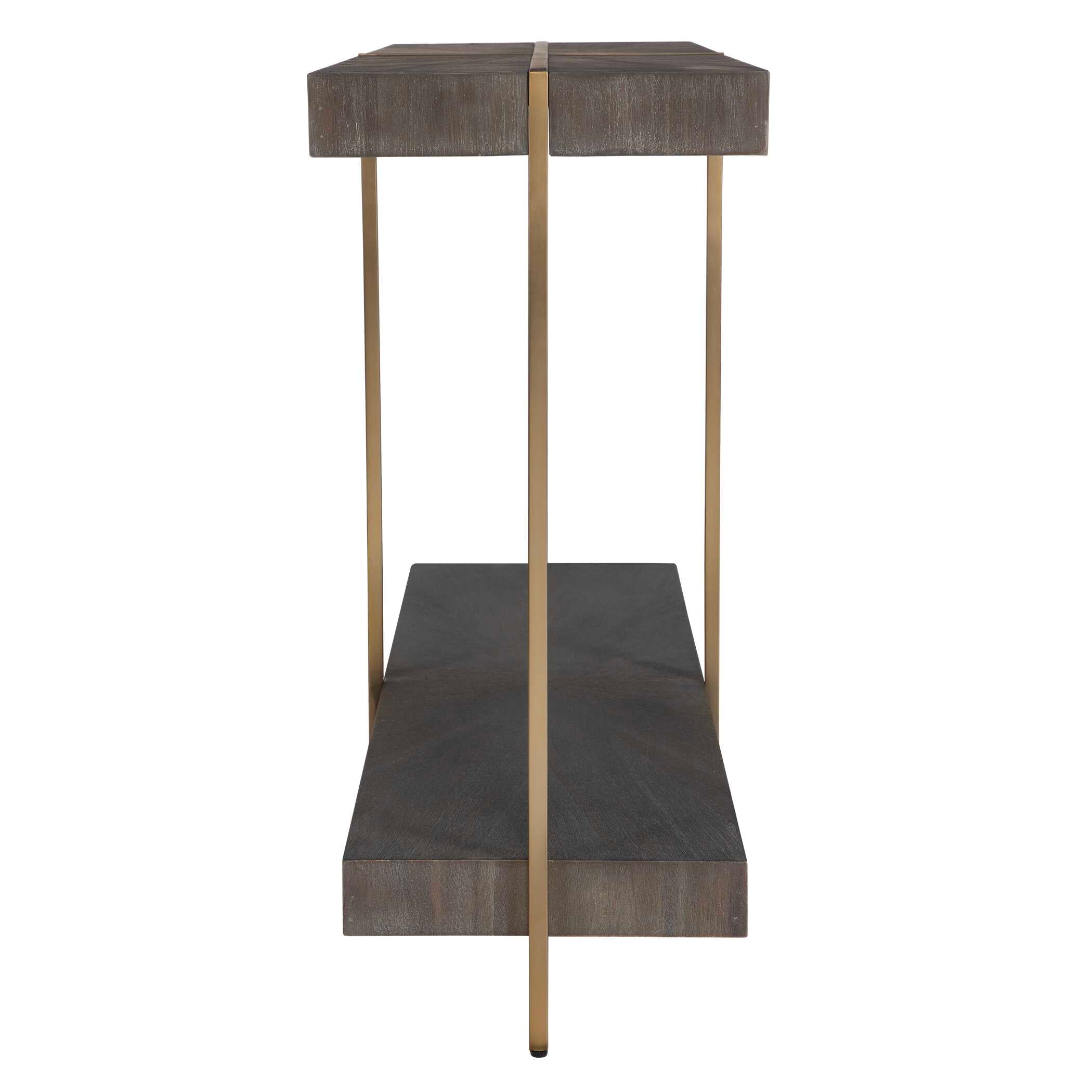 Taja Modern Brass / Wood Console Table