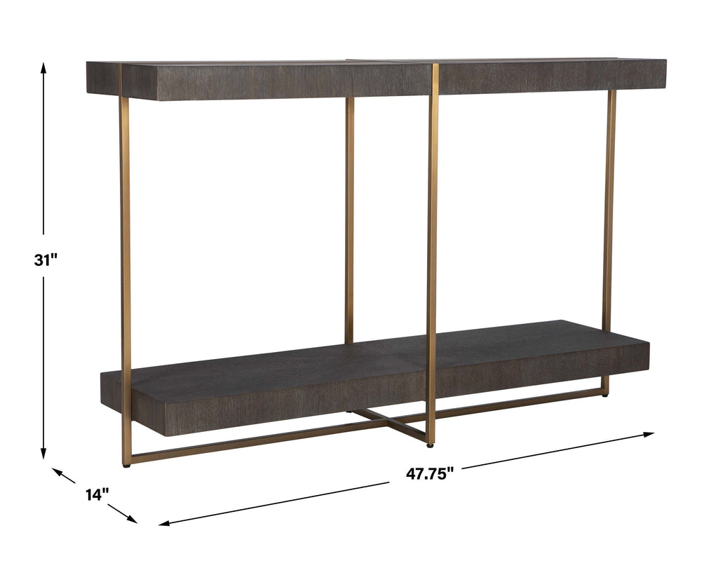 Taja Modern Brass / Wood Console Table