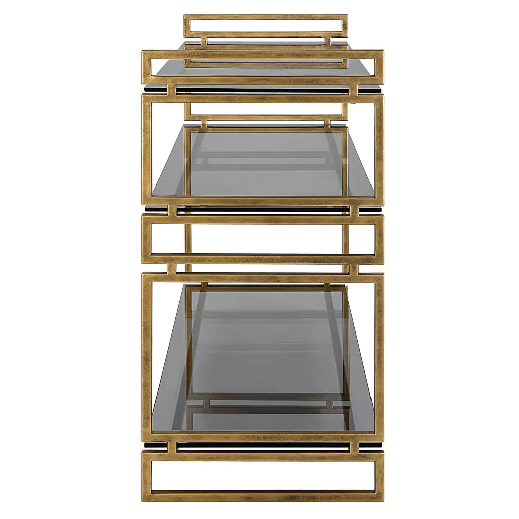 Stacked Up Gray Glass Console Table