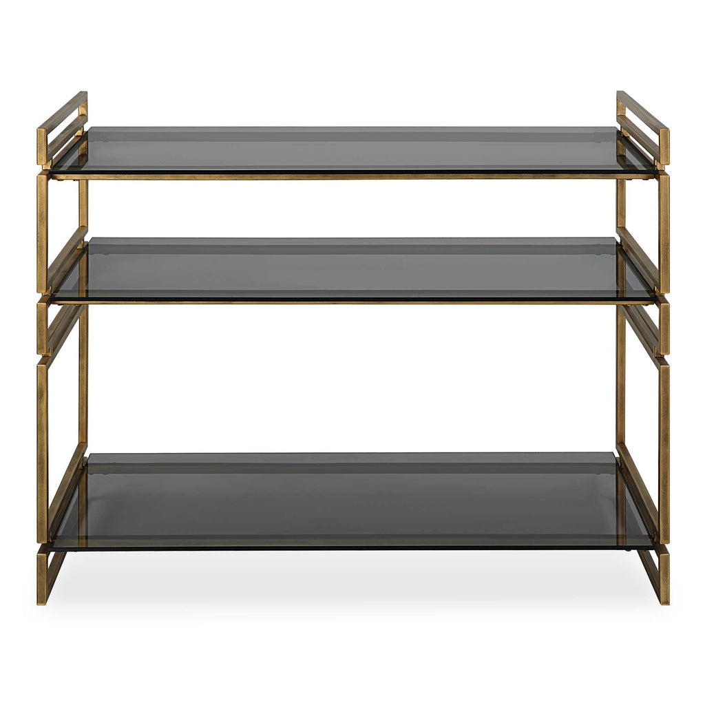 Stacked Up Gray Glass Console Table