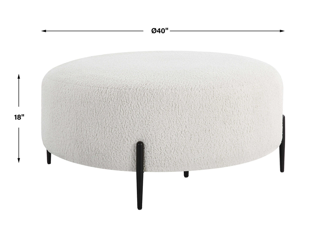 Arles Large Plush White Ottoman