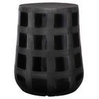 Patchwork Gridded Black Garden Stool