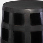 Patchwork Gridded Black Garden Stool