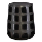 Patchwork Gridded Black Garden Stool