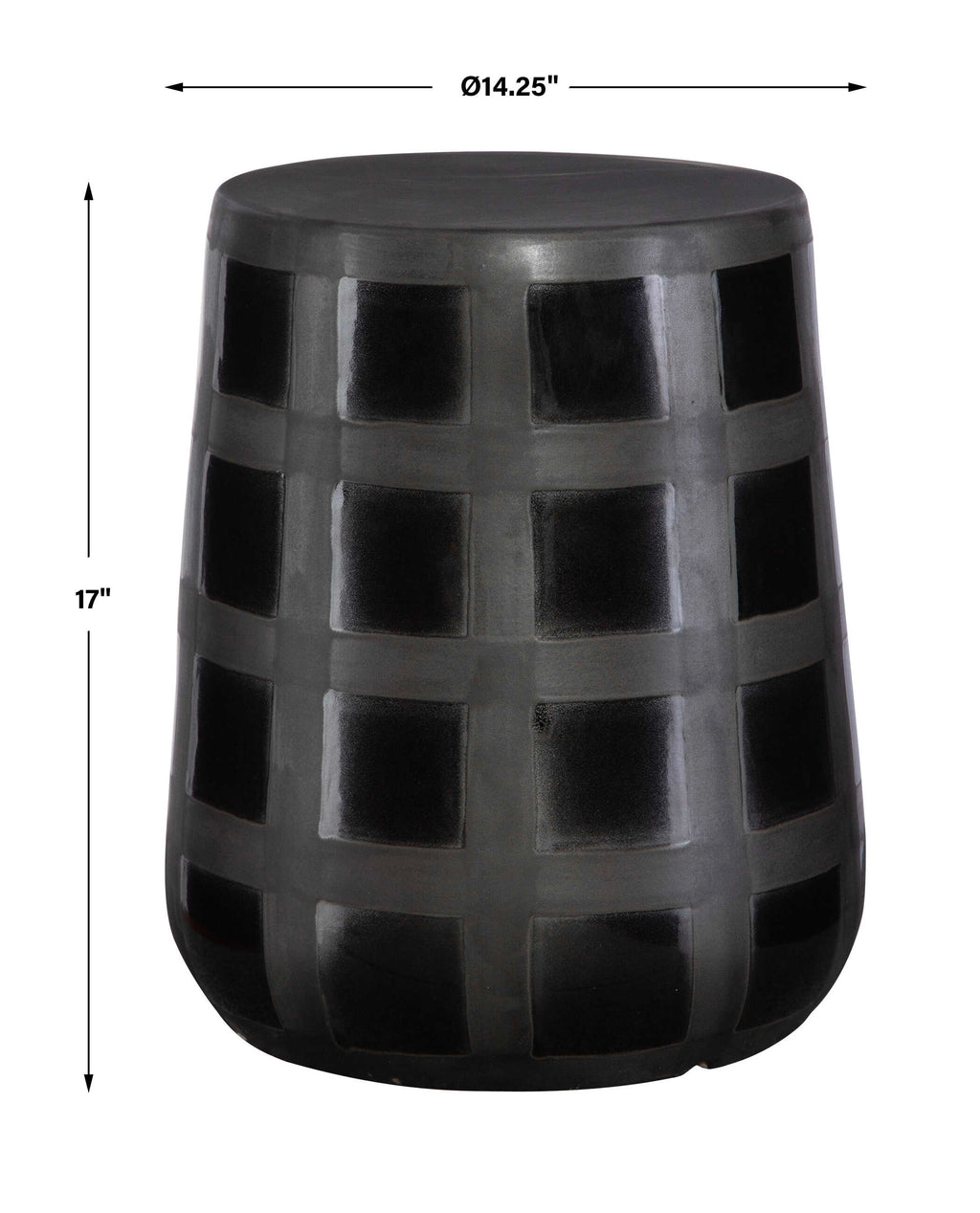 Patchwork Gridded Black Garden Stool