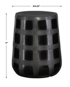 Patchwork Gridded Black Garden Stool