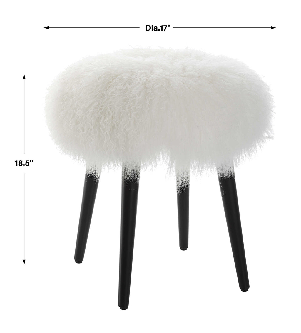 Wooly Sheepskin Accent Stool
