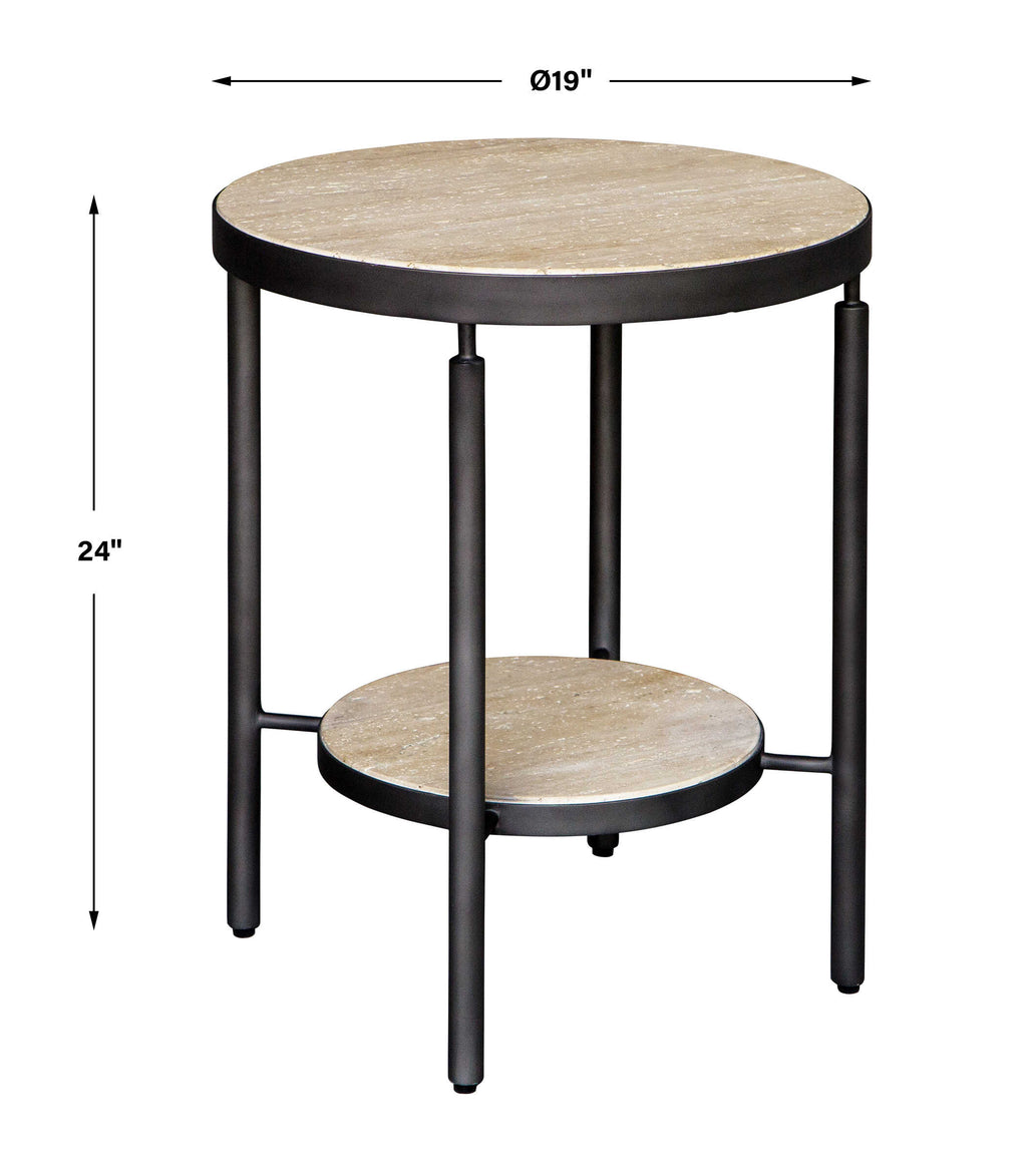 Dauntless Travertine Side Table