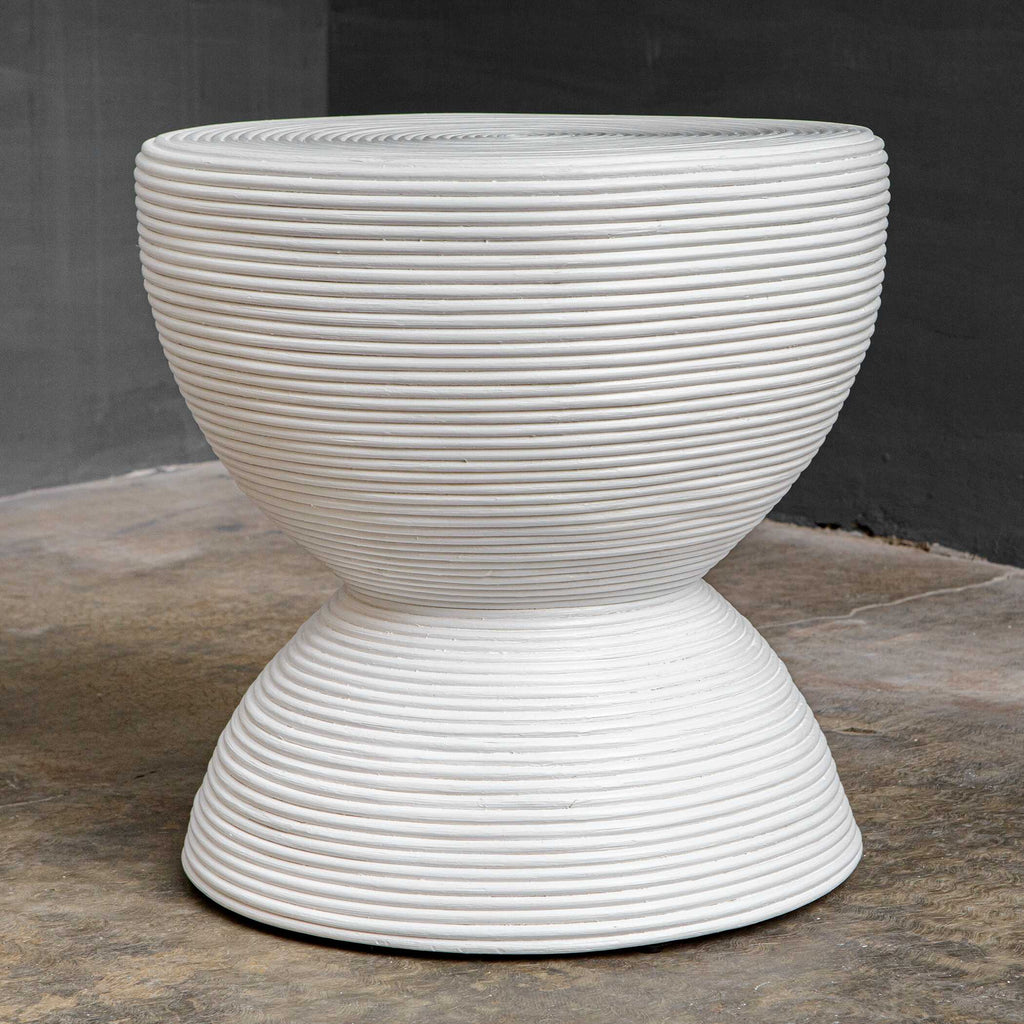Bongo White Rattan Side Table