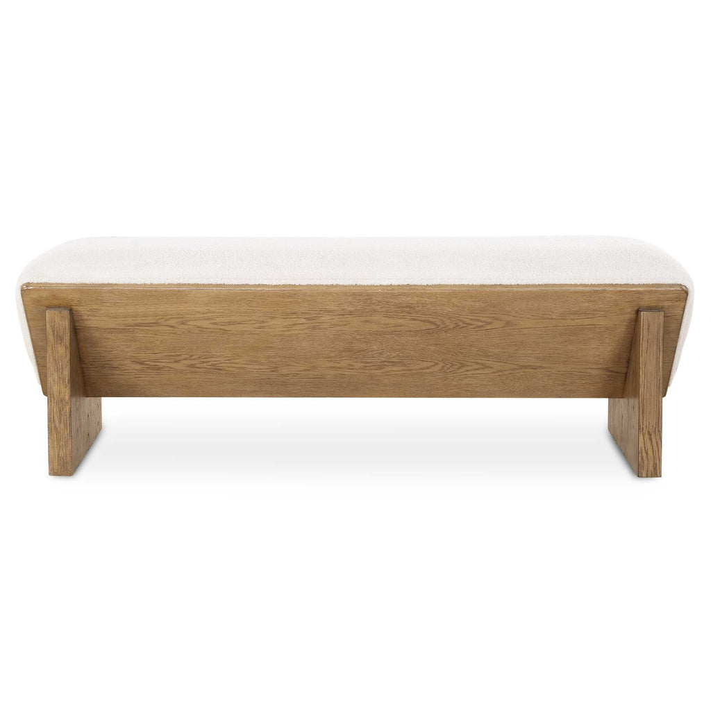 Wedged Ivory Fabric Bench