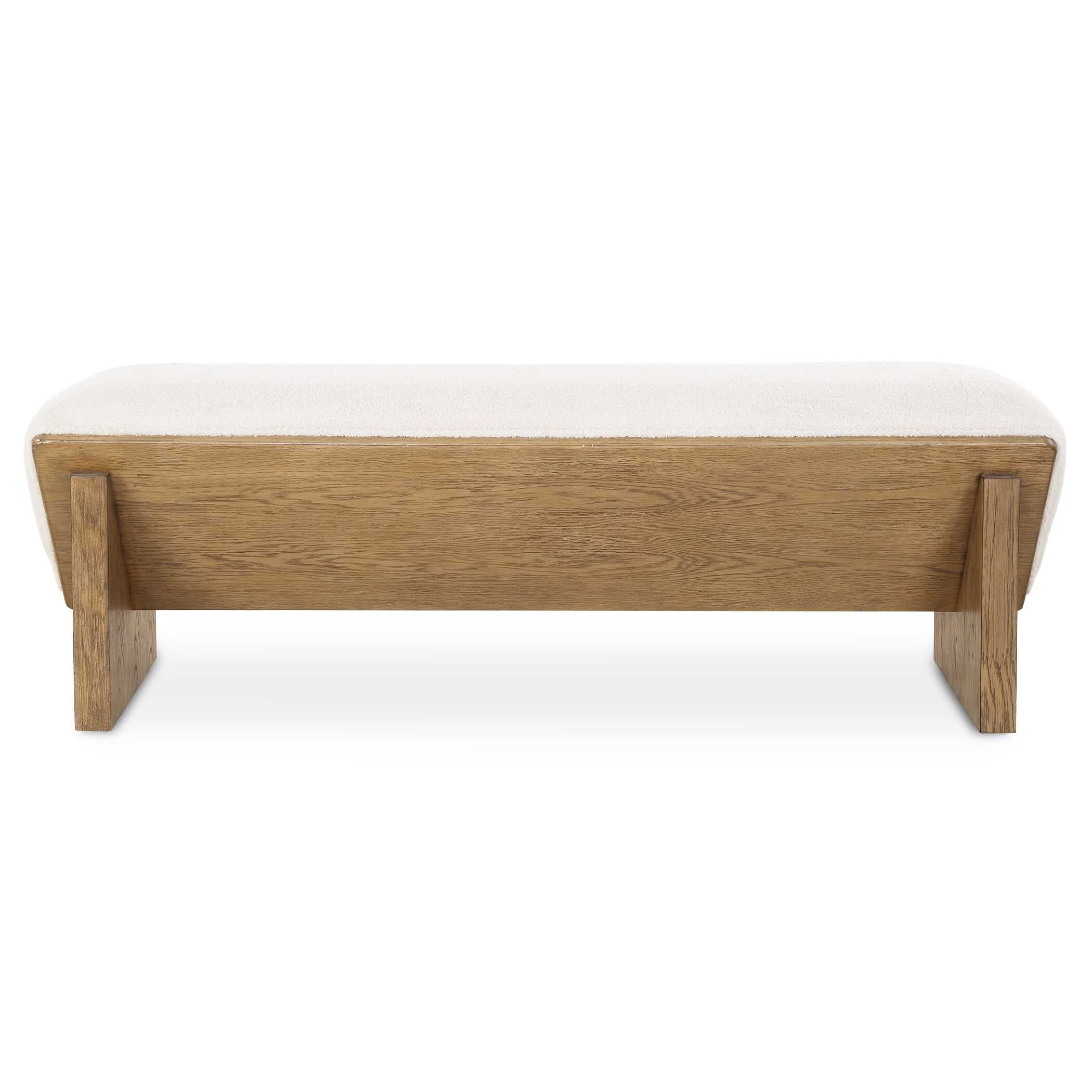 Wedged Ivory Fabric Bench