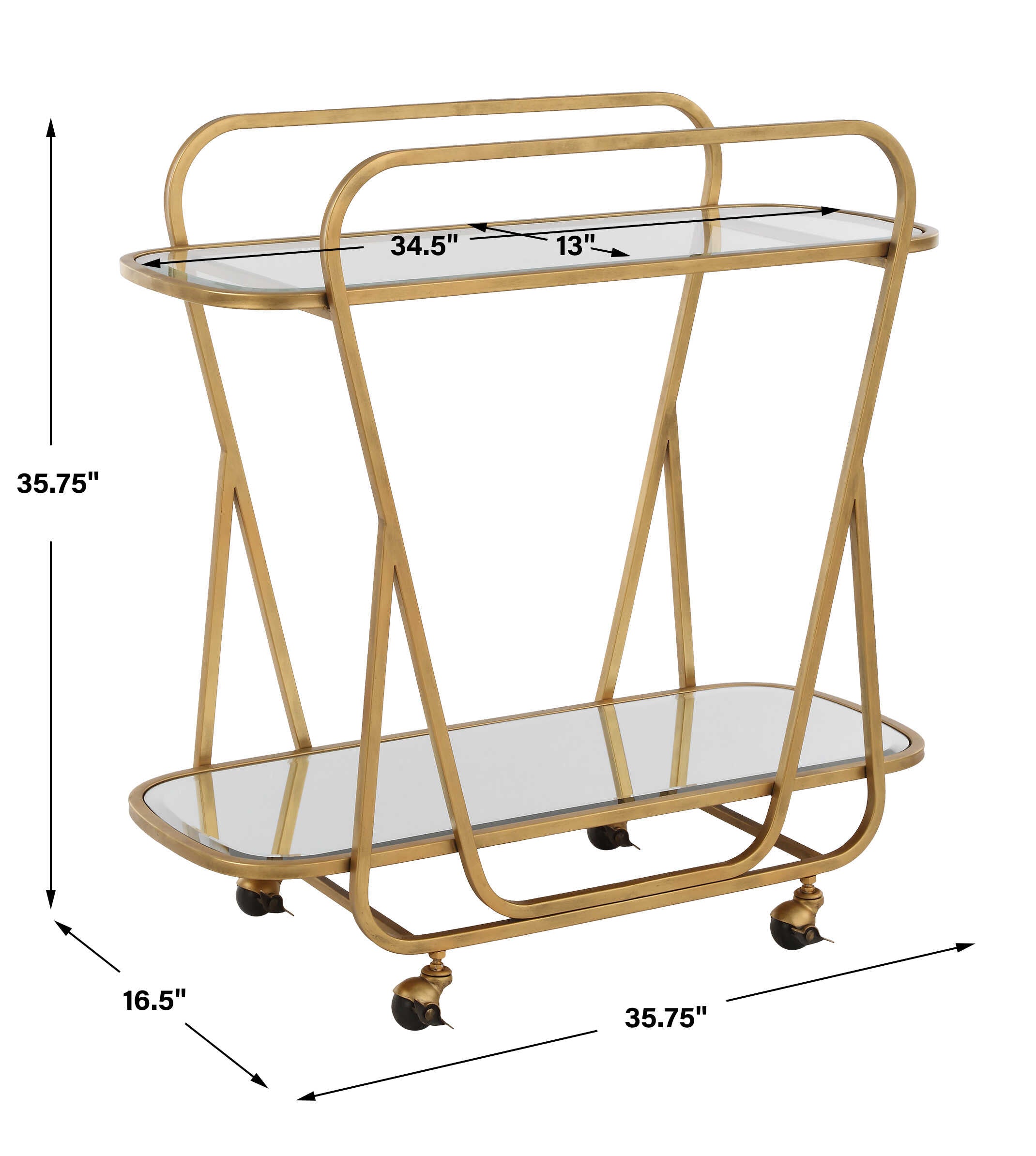Swain Brass Serving Cart
