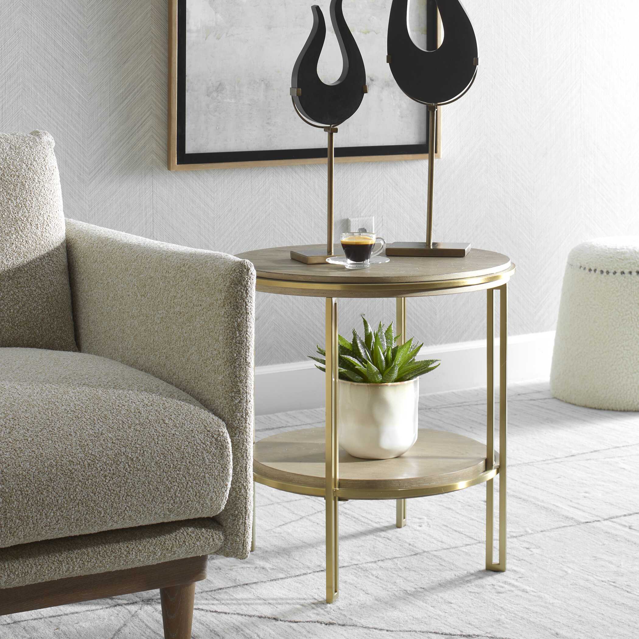 Elise Round Brass Side Table