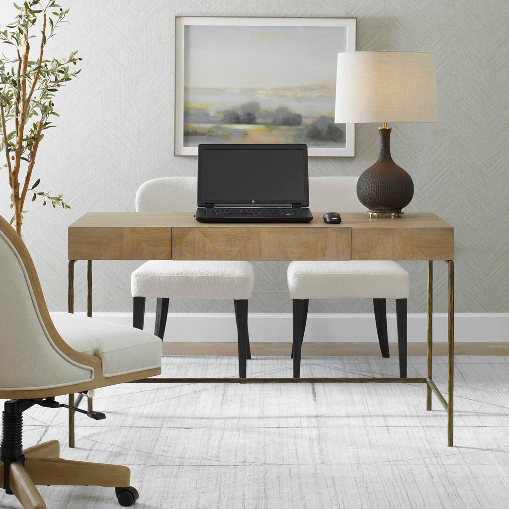 Aristotle Natural Wood Modern Desk