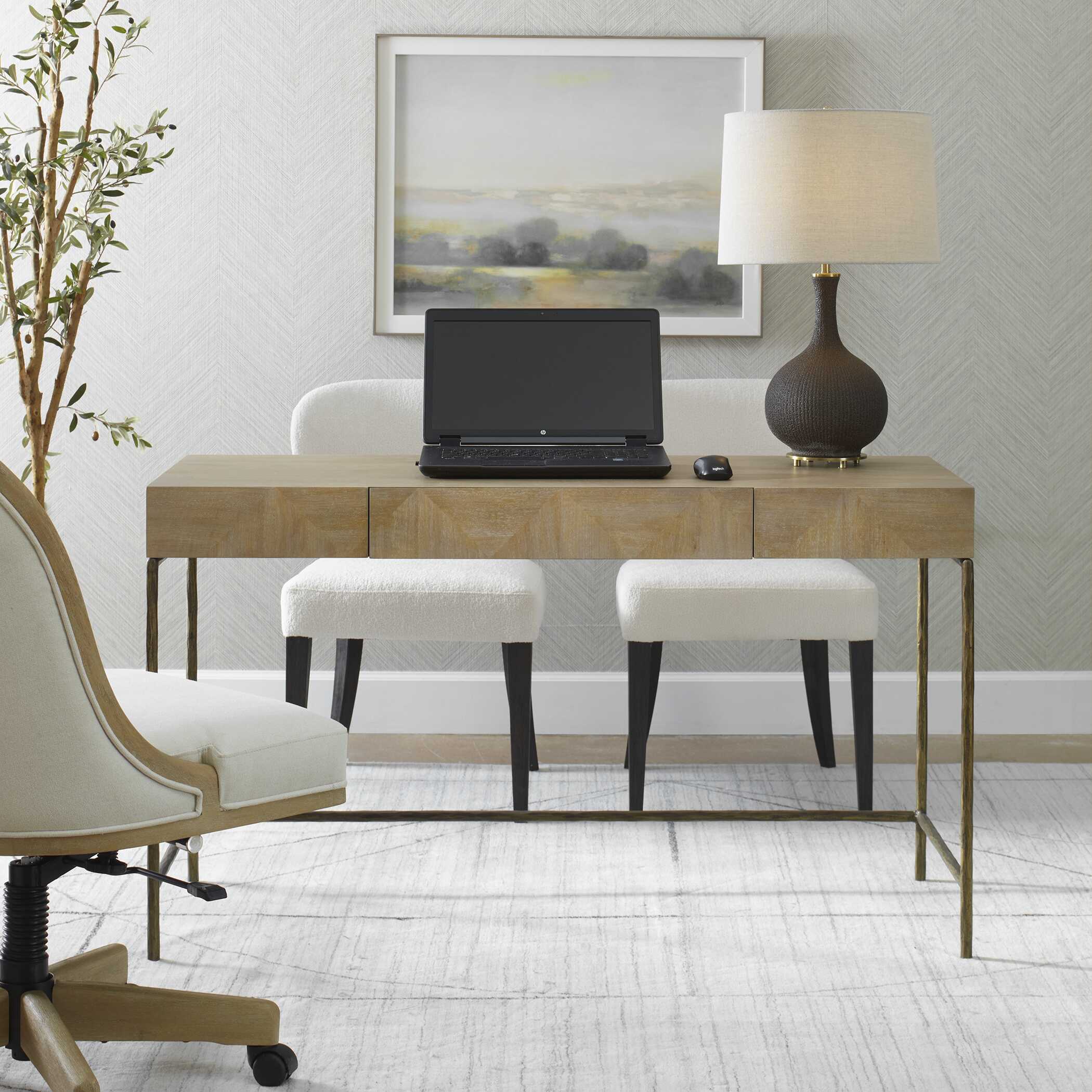 Aristotle Natural Wood Modern Desk