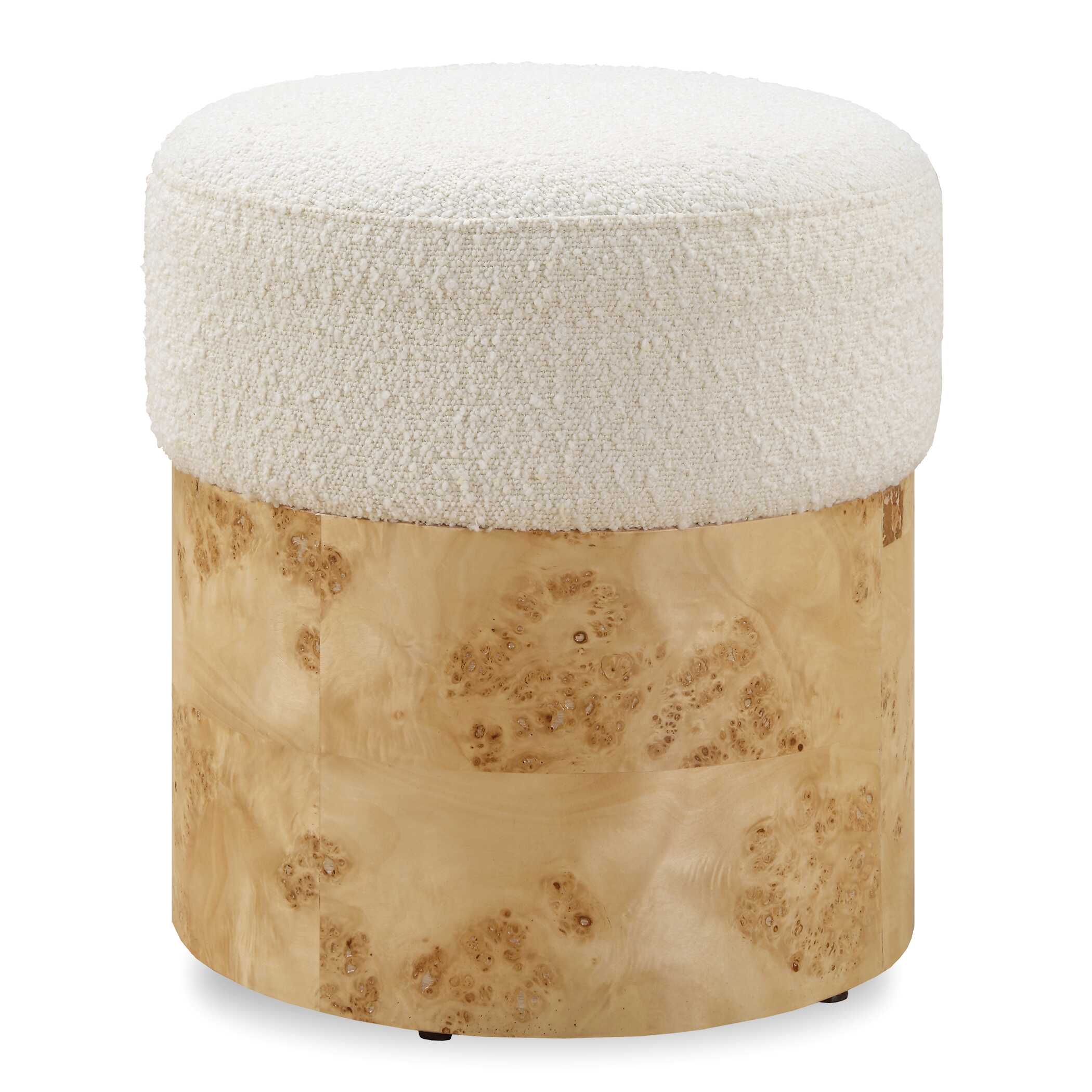 Swirls Poplar Ivory Ottoman