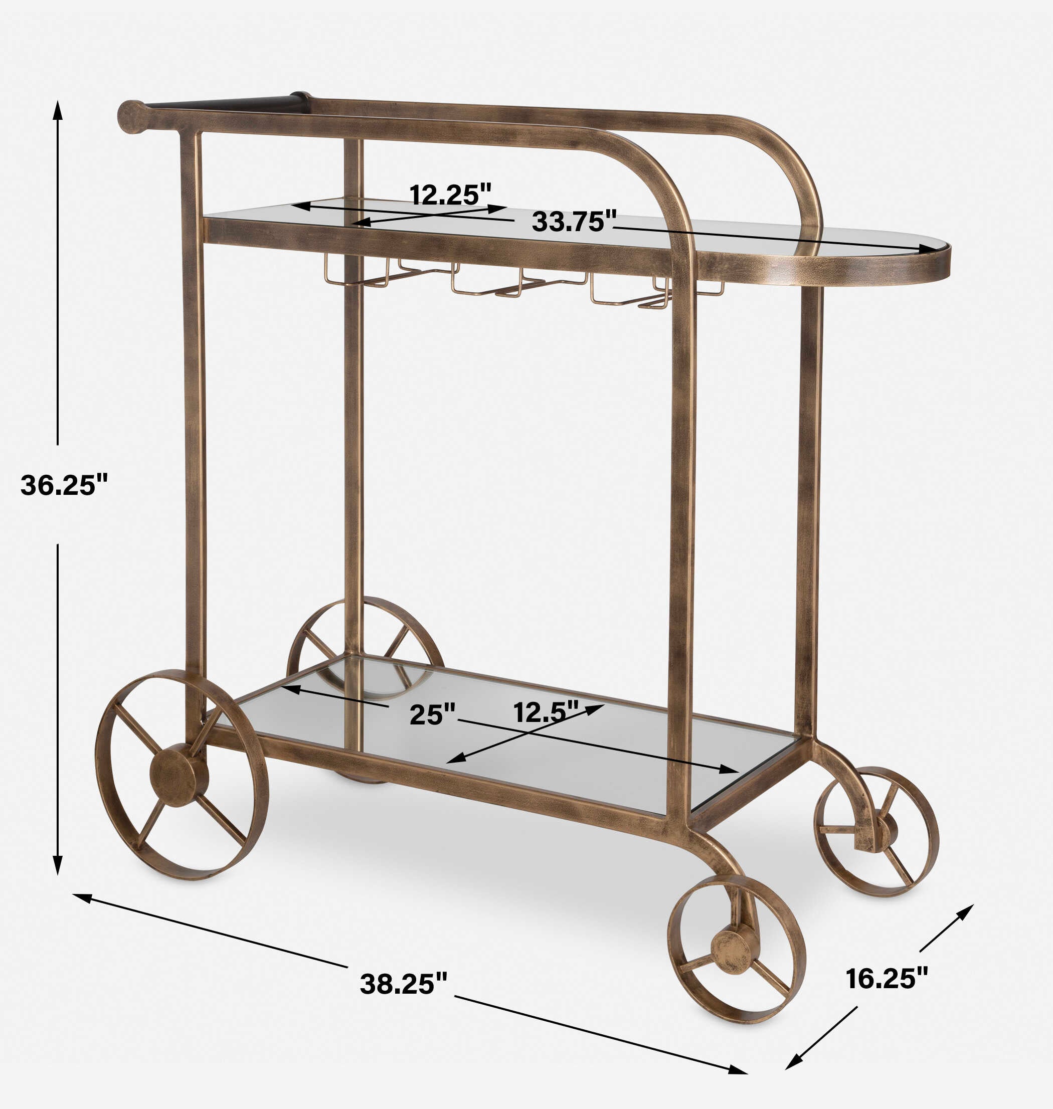 Carrinho Antique Brass Bar Cart
