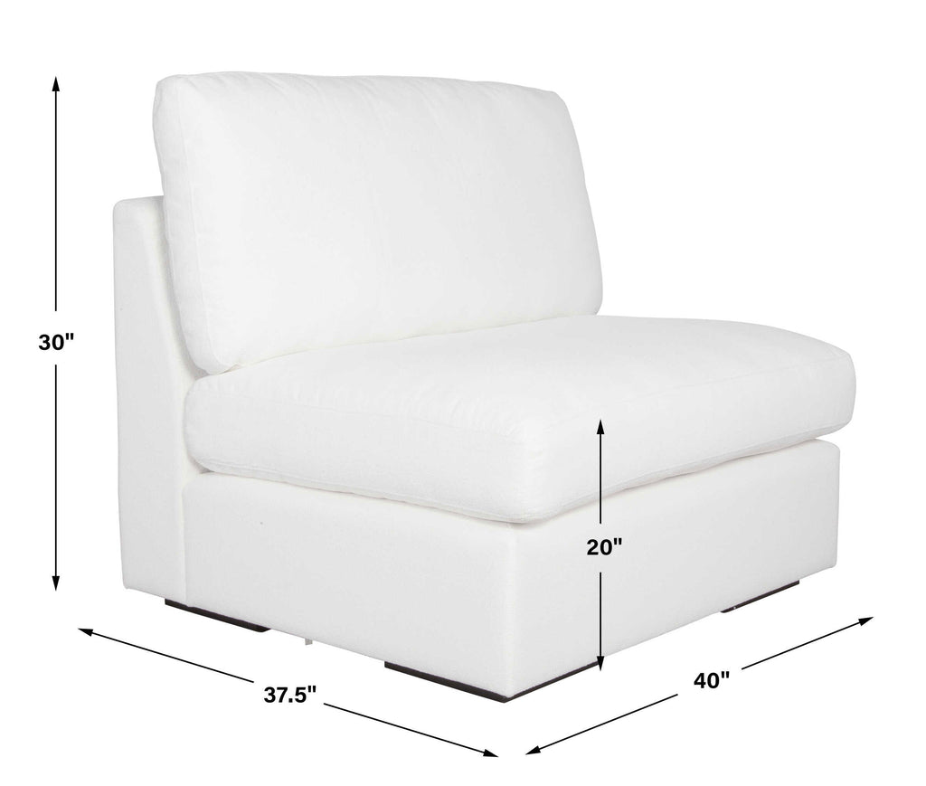 Refuge Armless Arctic White Sofa