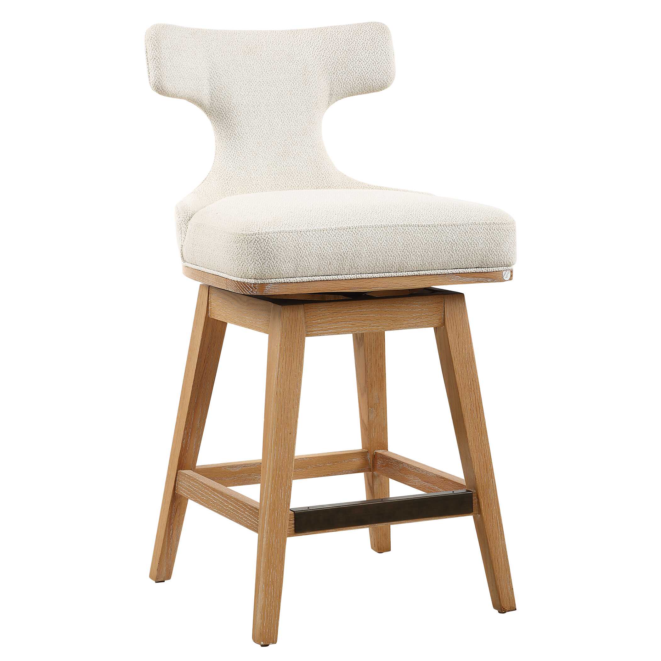 Klismos Off-White Fabric Counter Stool