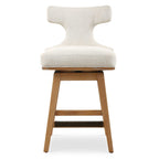 Klismos Off-White Fabric Counter Stool