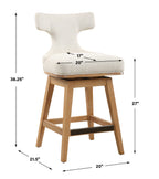 Klismos Off-White Fabric Counter Stool