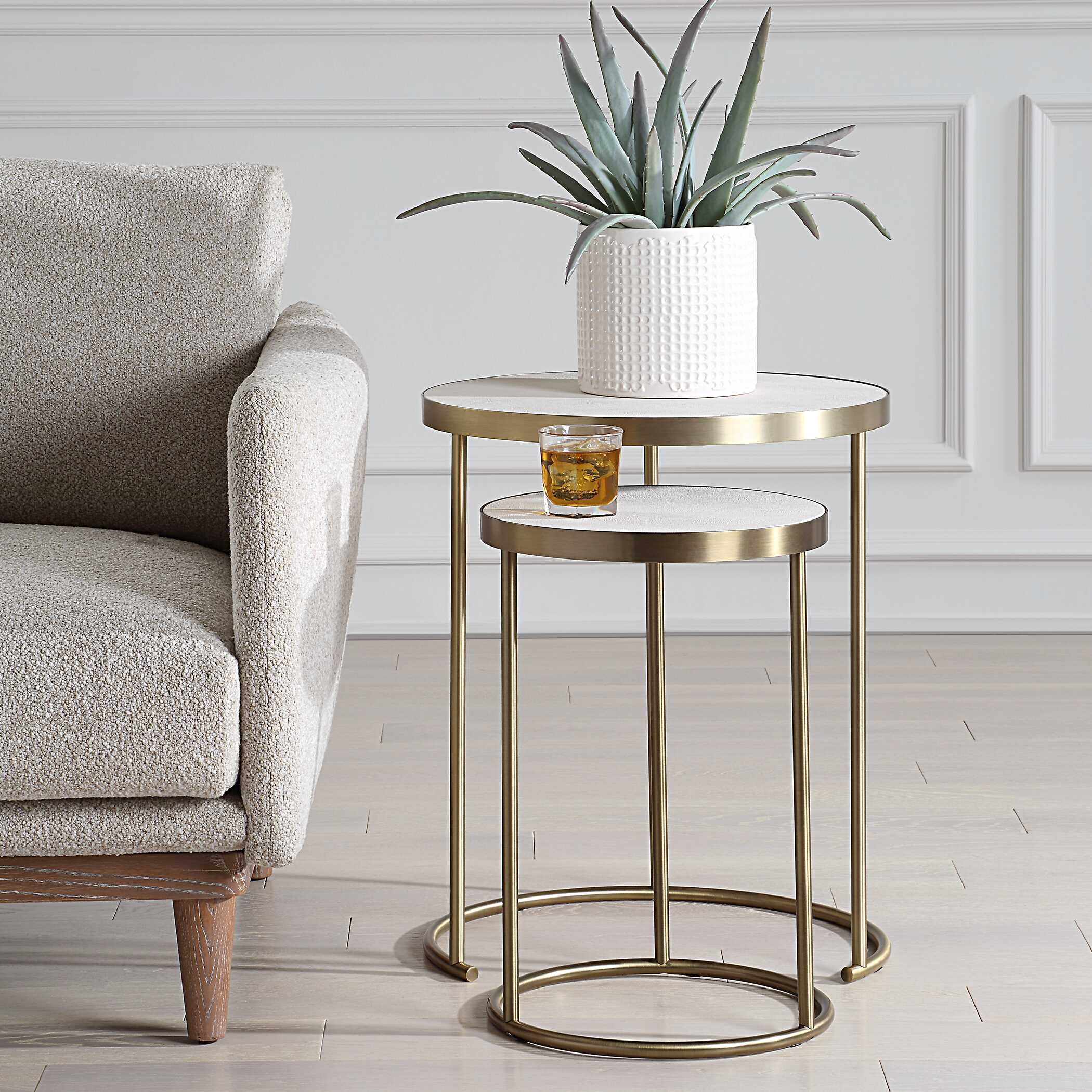 Aragon White Nesting Tables Set/2