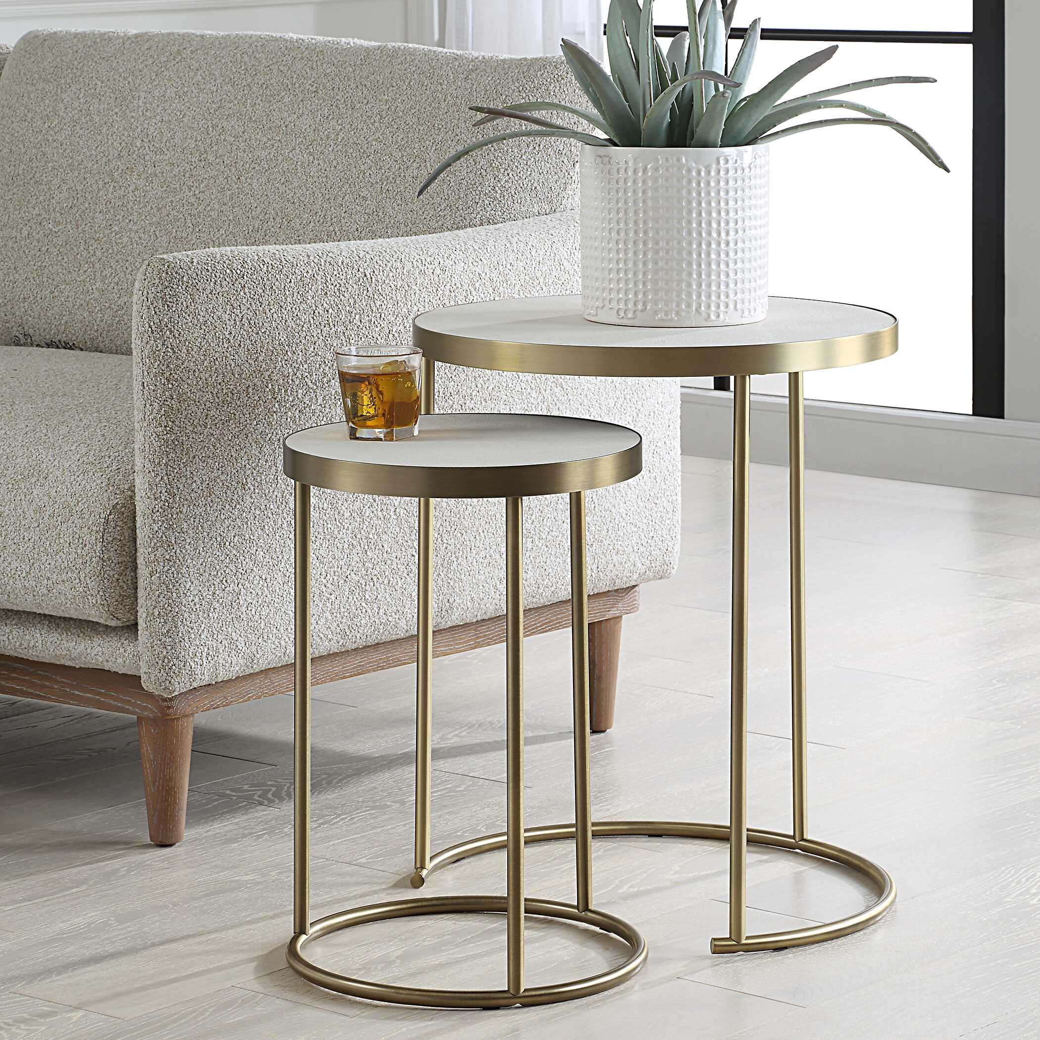 Aragon White Nesting Tables Set/2