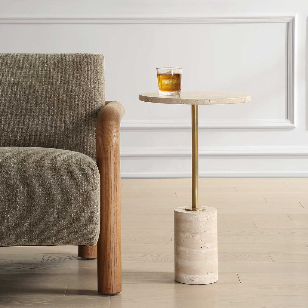 Malya Travertine Accent Table