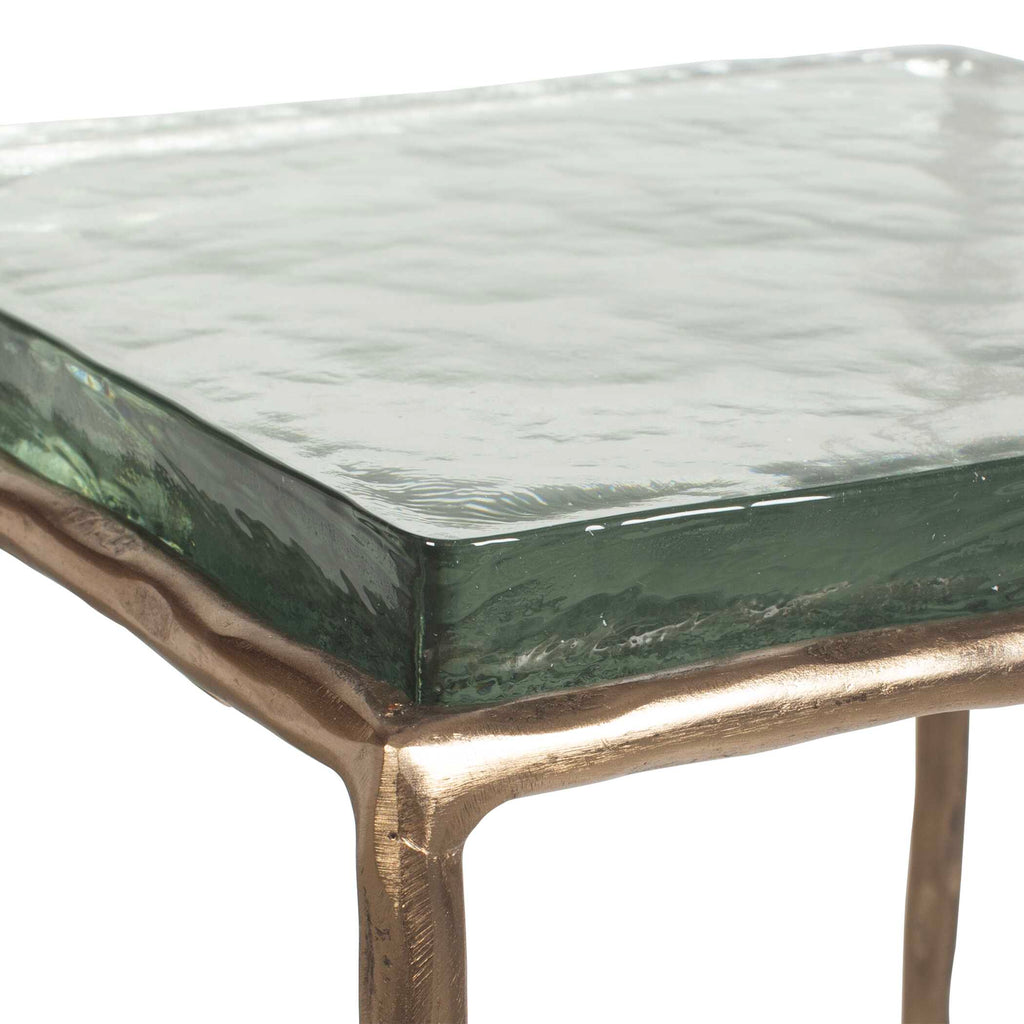 Ovard Antiqued Gold Accent Table