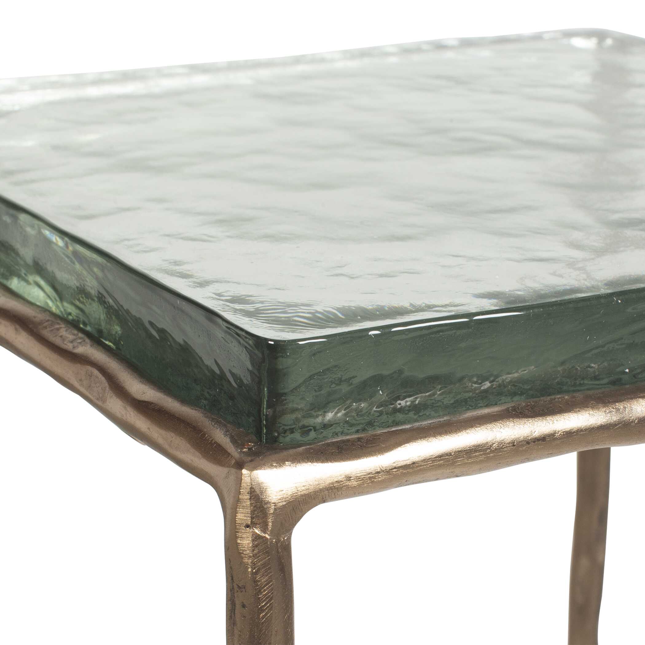 Ovard Antiqued Gold Accent Table