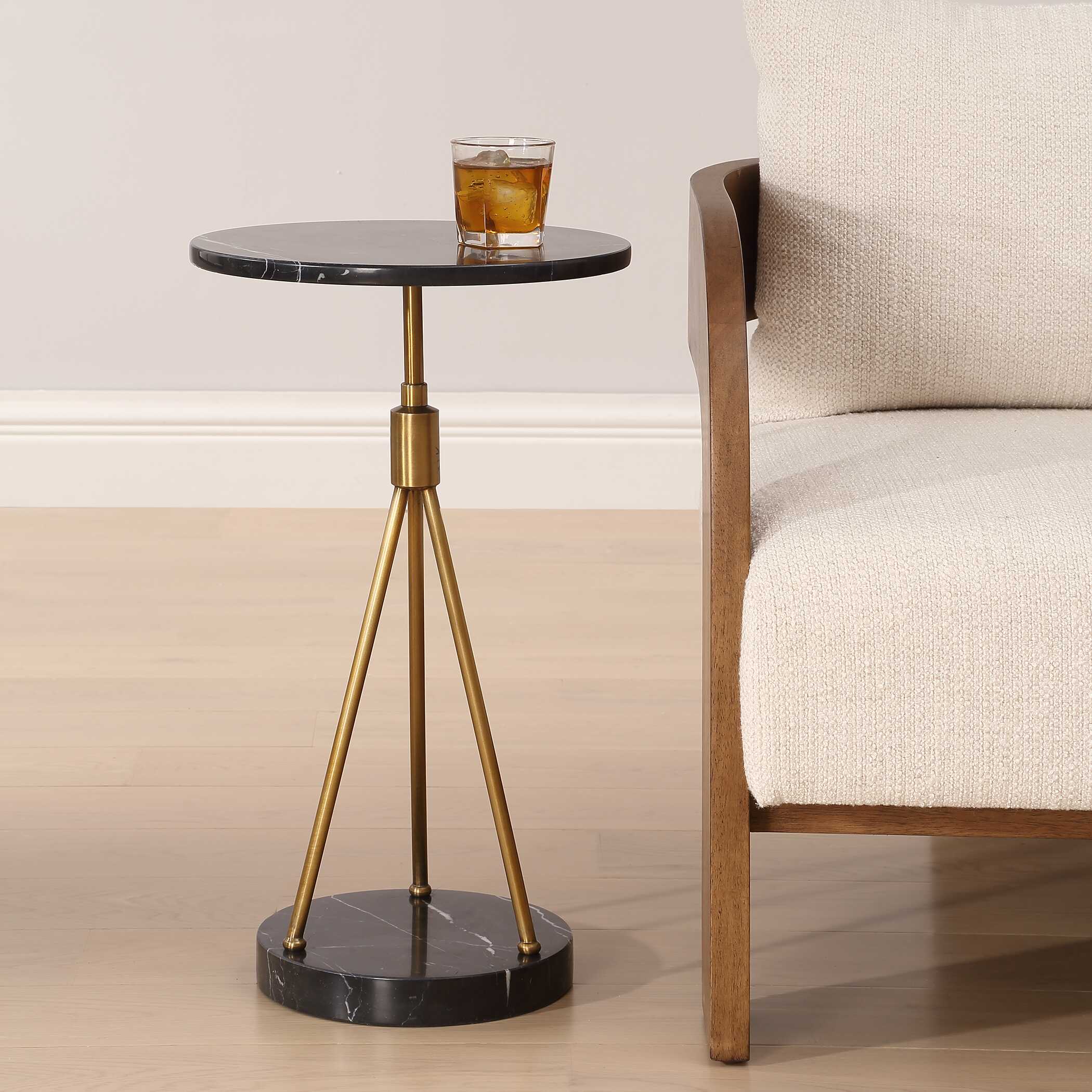 Rosston Black Marble Accent Table