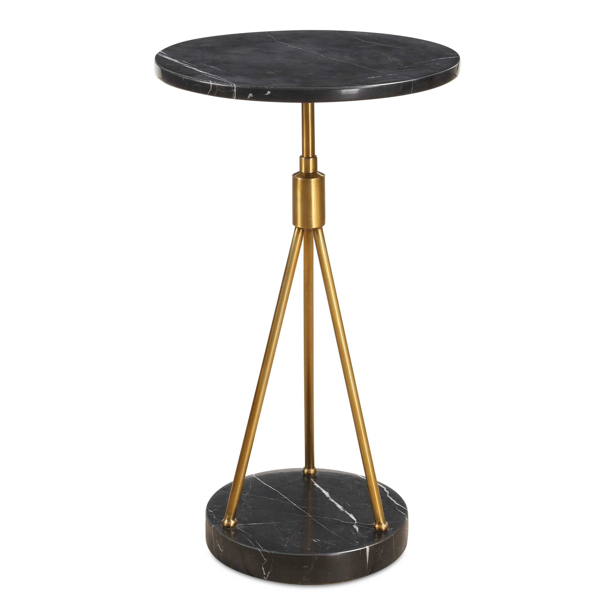 Rosston Black Marble Accent Table