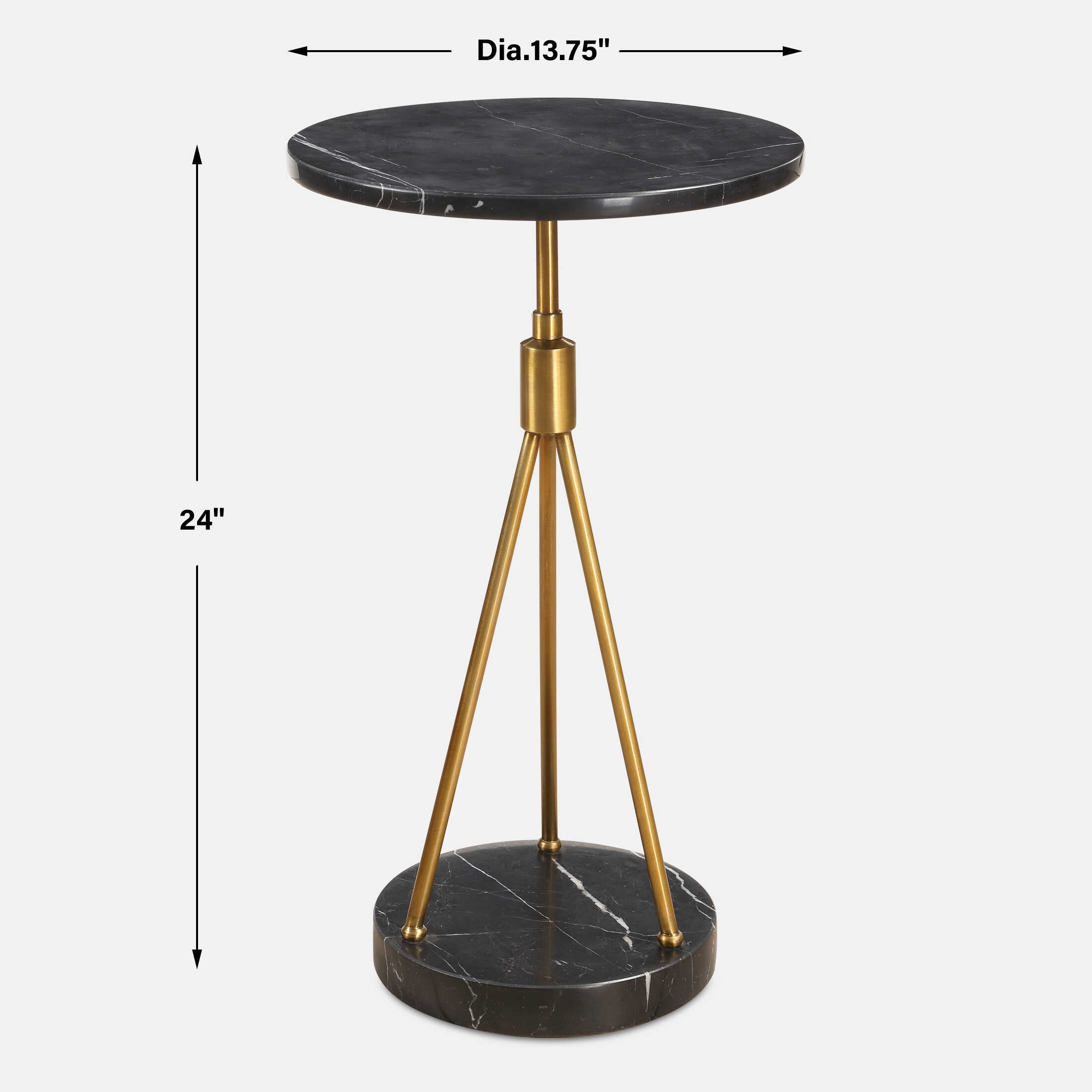 Rosston Black Marble Accent Table