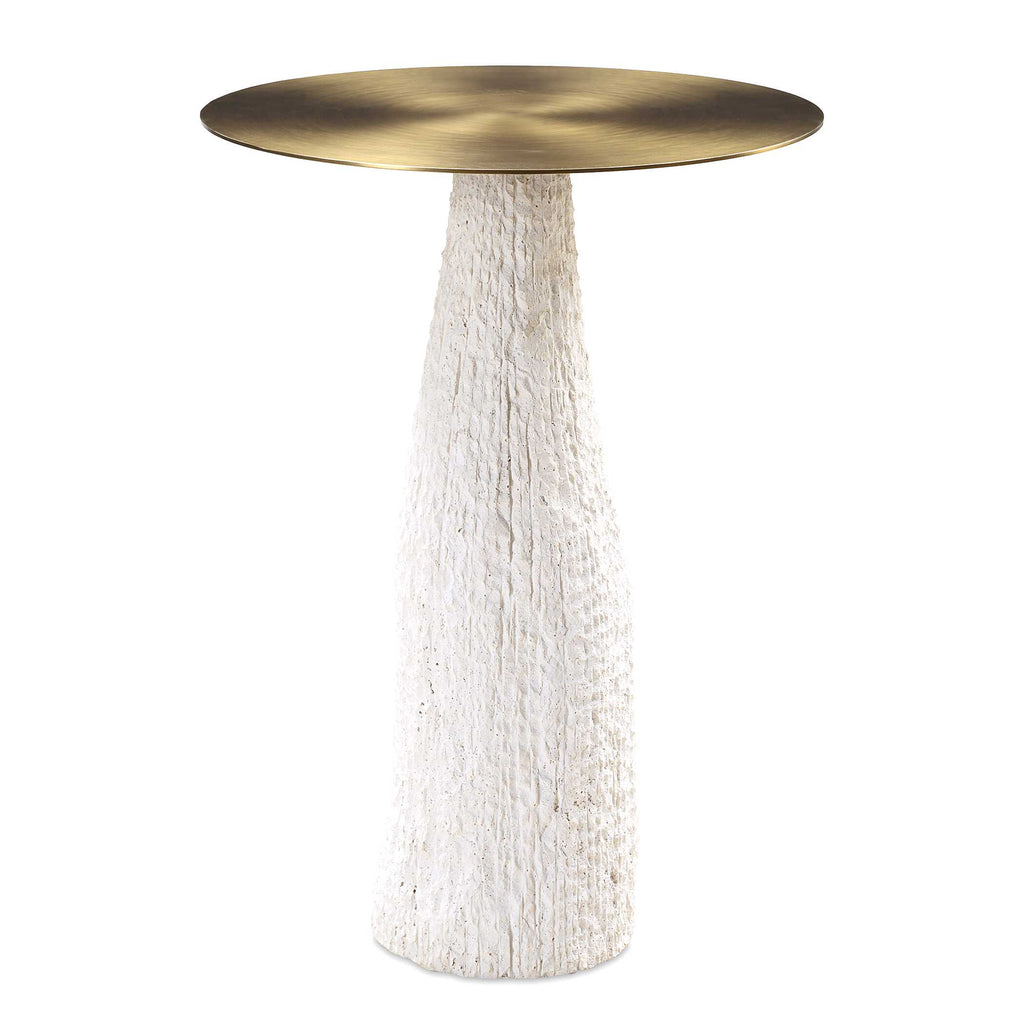 Hollen White Stone Accent Table