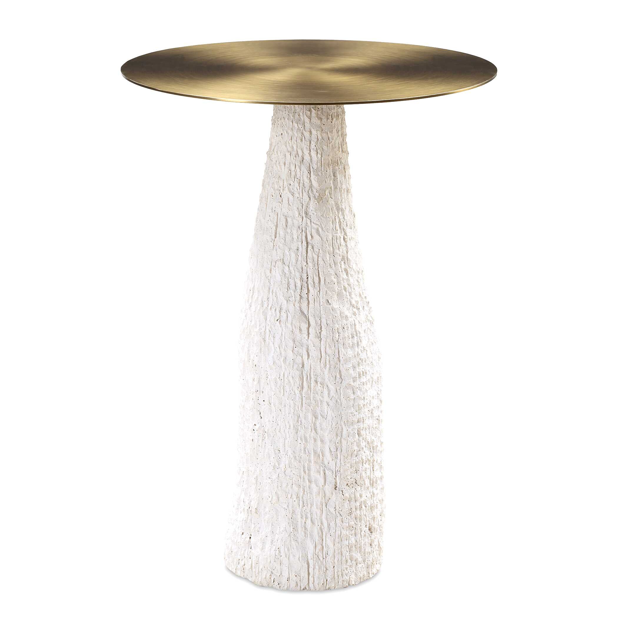 Hollen White Stone Accent Table