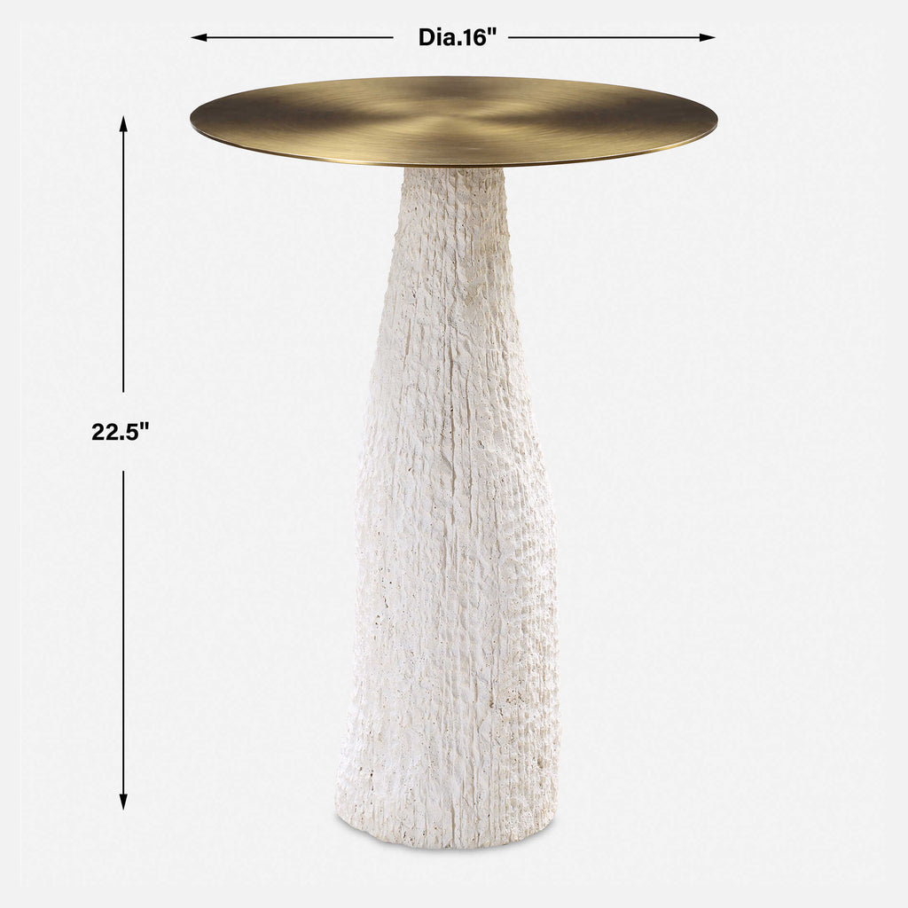 Hollen White Stone Accent Table
