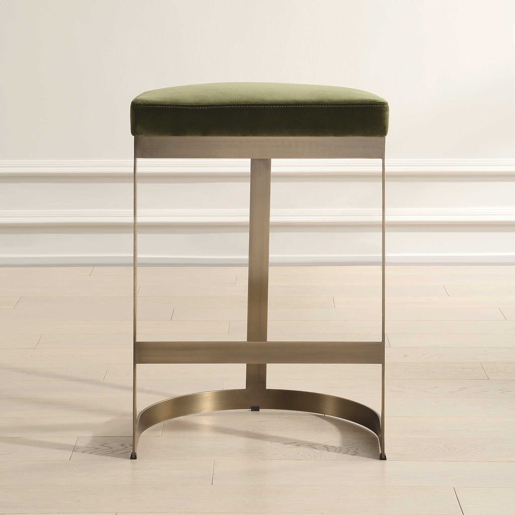 Ivanna Brass Moss Counter Stool