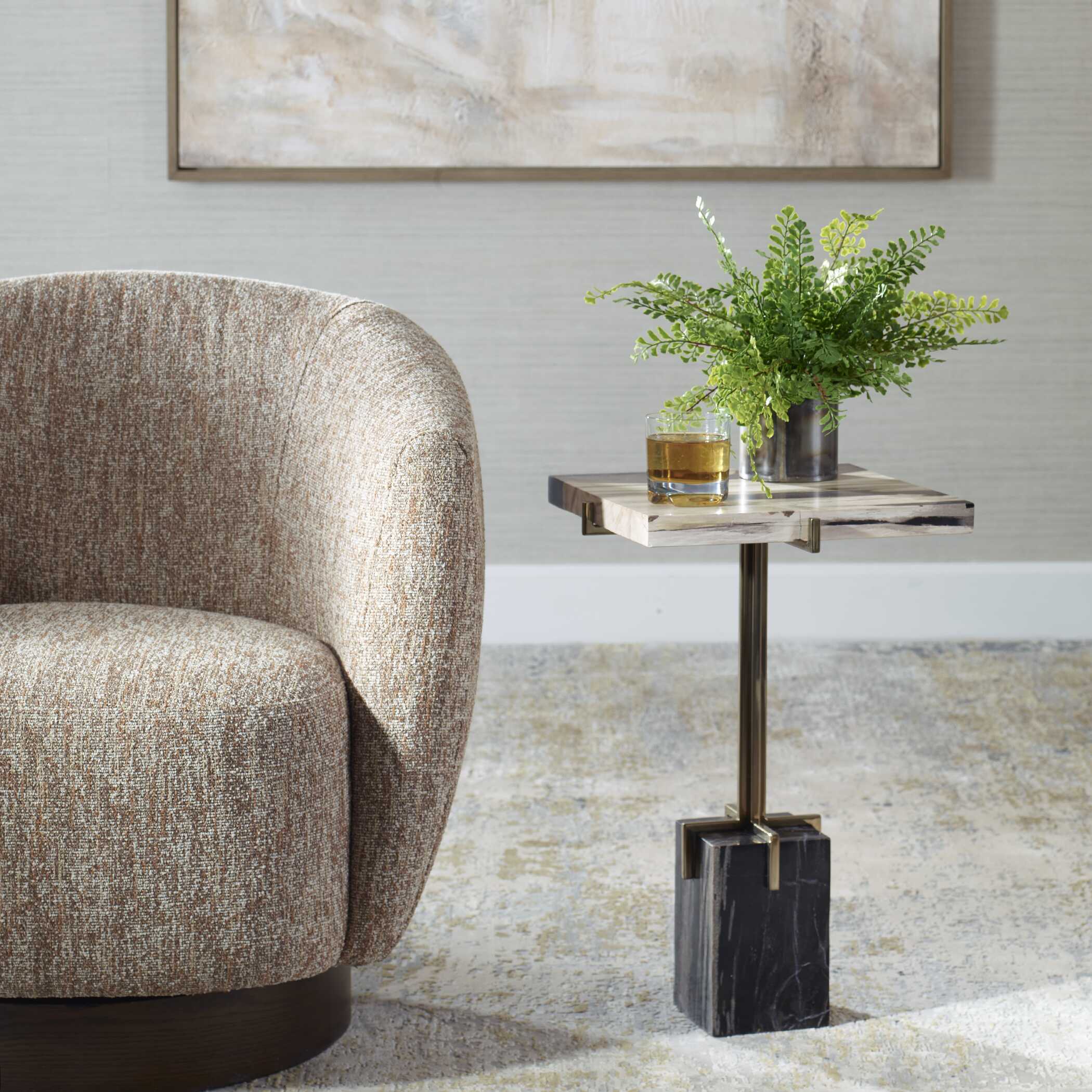 Rowman Petrified Wood Accent Table