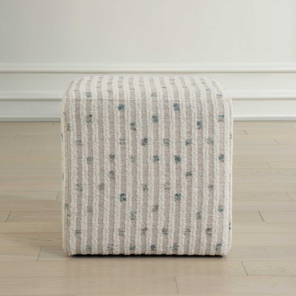 Joie White Chenille Ottoman
