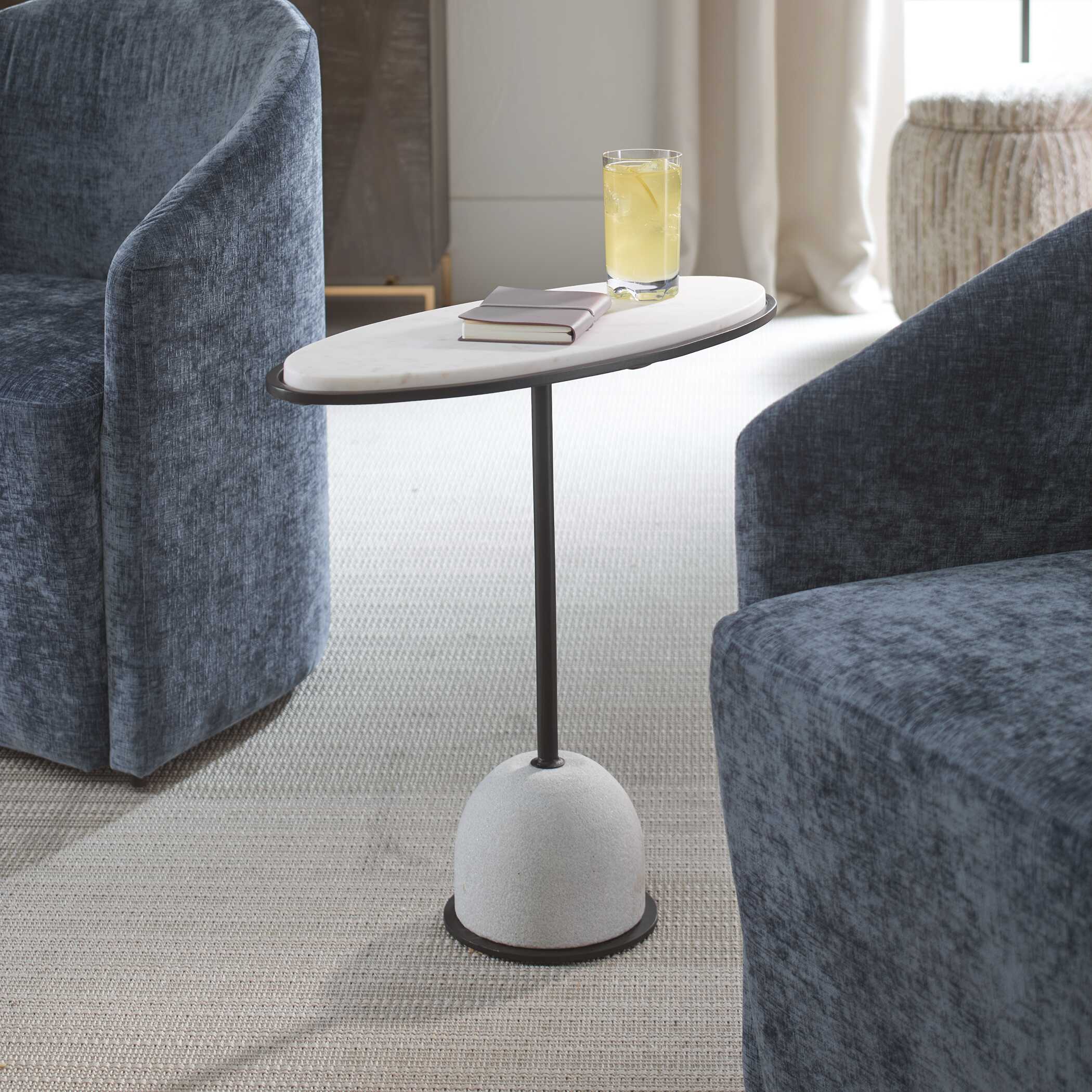 Morro White Marble Side Table