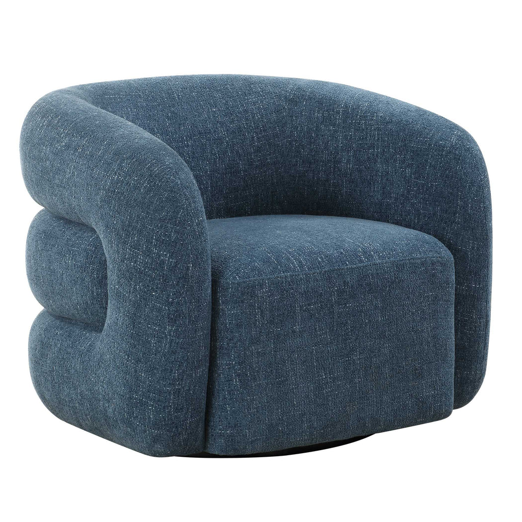 Junie Blue Swivel Barrel Chair