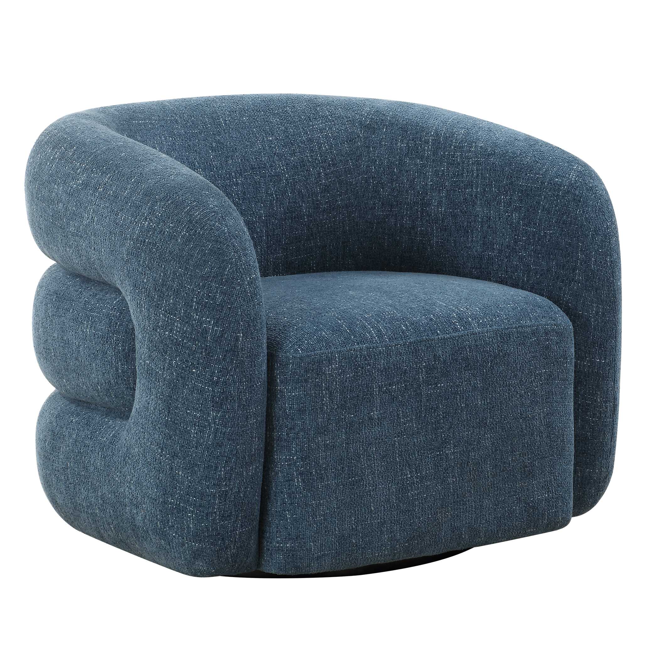 Junie Blue Swivel Barrel Chair