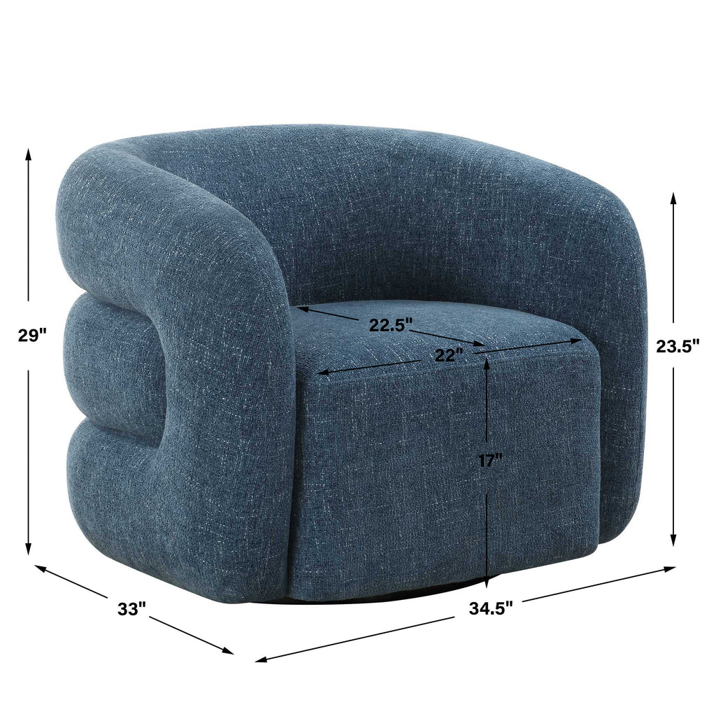 Junie Blue Swivel Barrel Chair