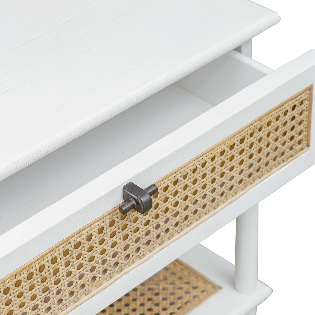 Coast White Rattan Side Table