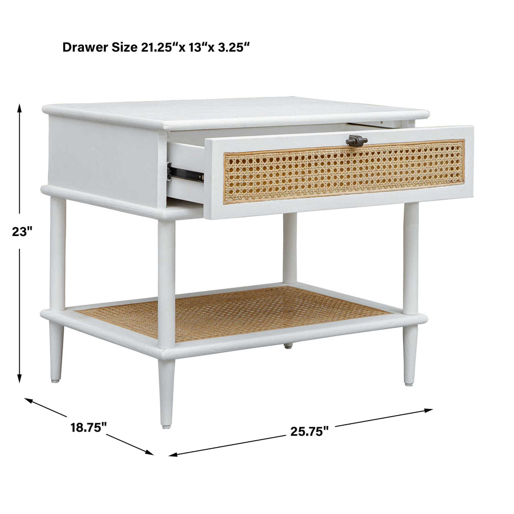 Coast White Rattan Side Table