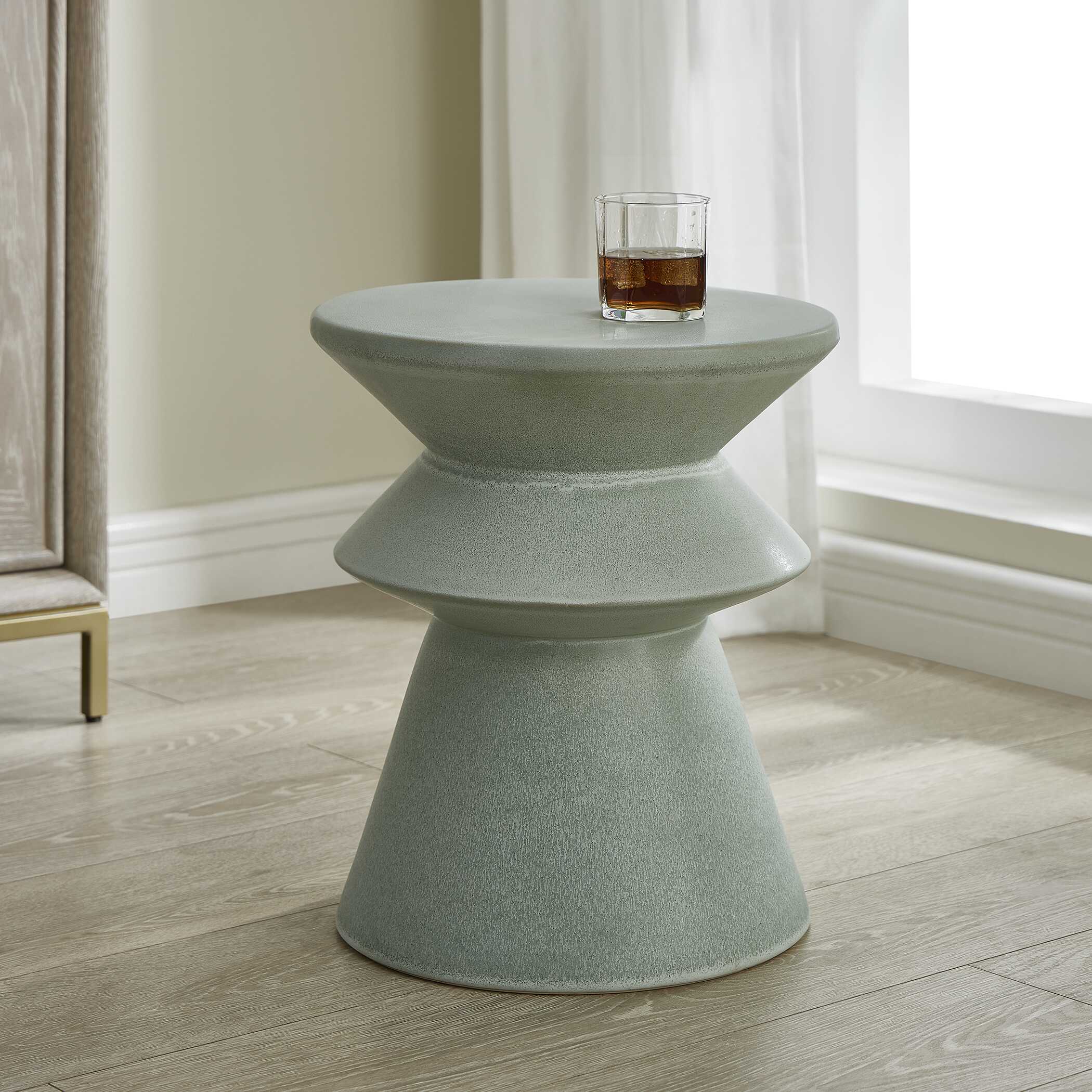 Imogene Seafoam Glaze Garden Stool