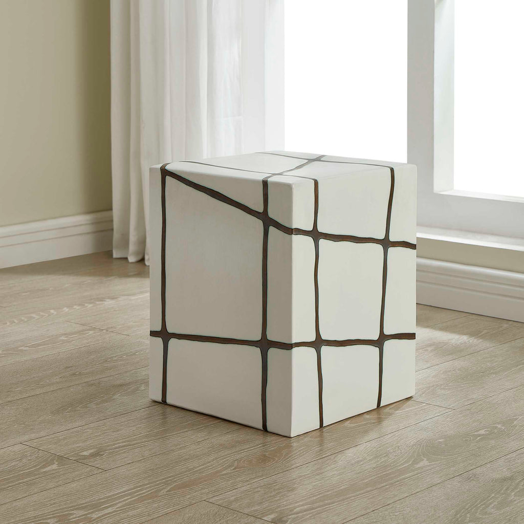 Rocklyn White Cube Garden Stool