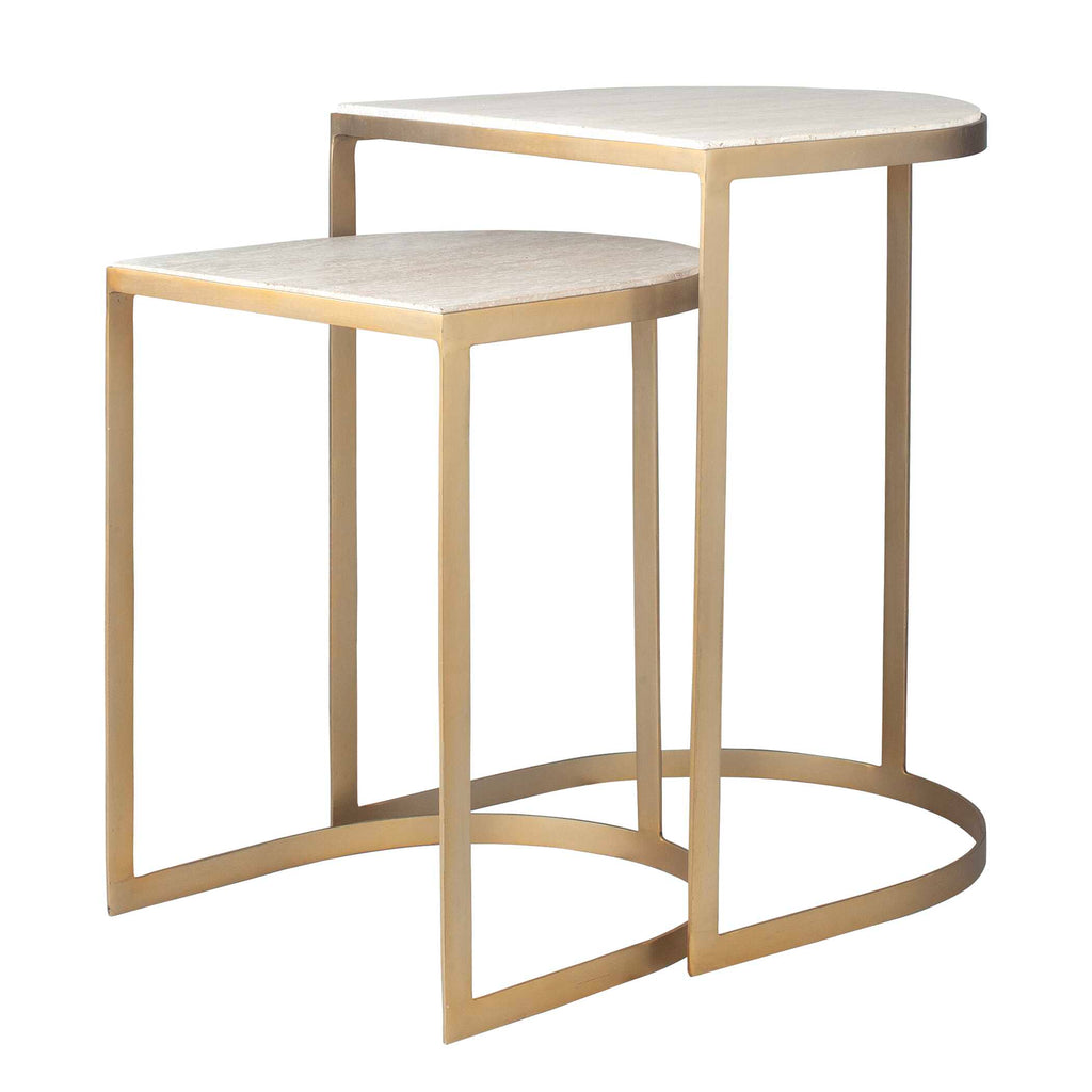 Lindon Travertine Nesting Tables Set/2