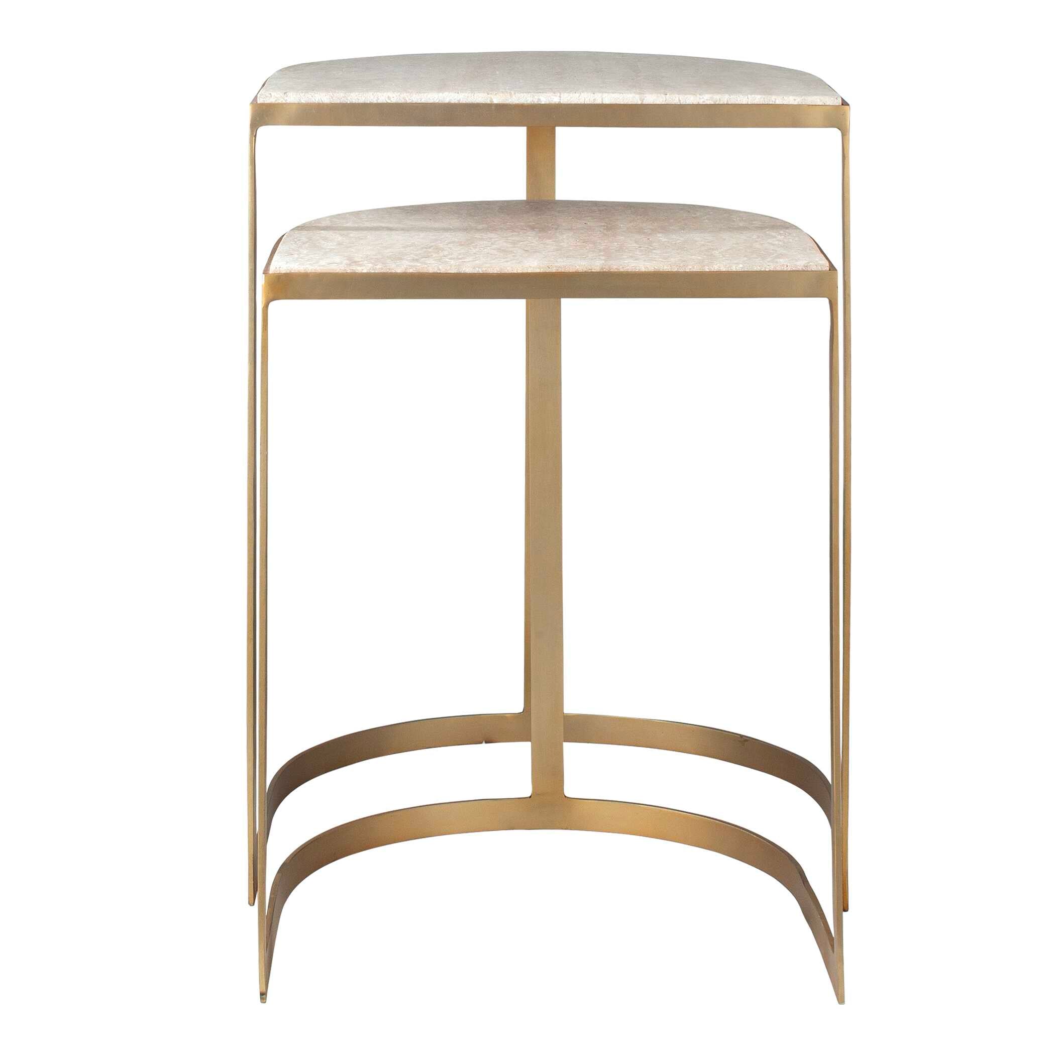 Lindon Travertine Nesting Tables Set/2